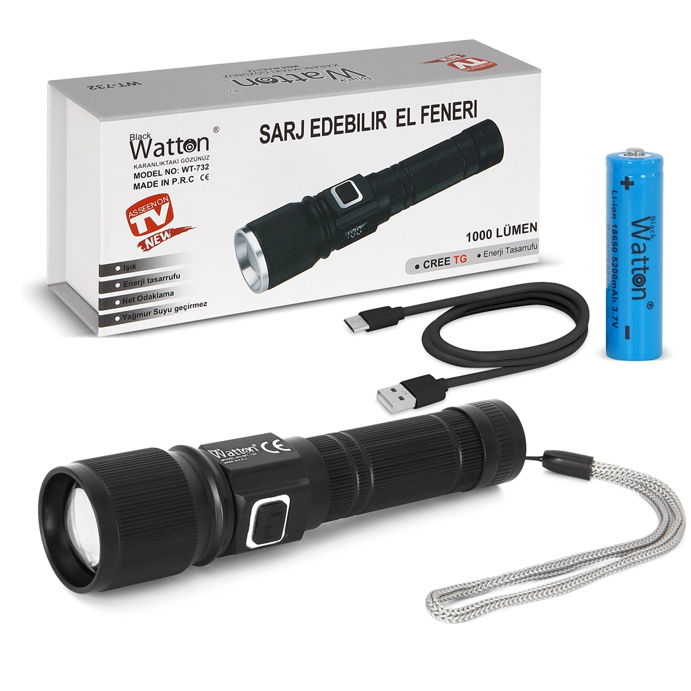 Cree Tg Led 1000 Lümen Göstergeli Fonksiyonel El Feneri Wt-732 1 Cree Tg Led 1000 Lümen Göstergeli Fonksiyonel El Feneri Wt-732