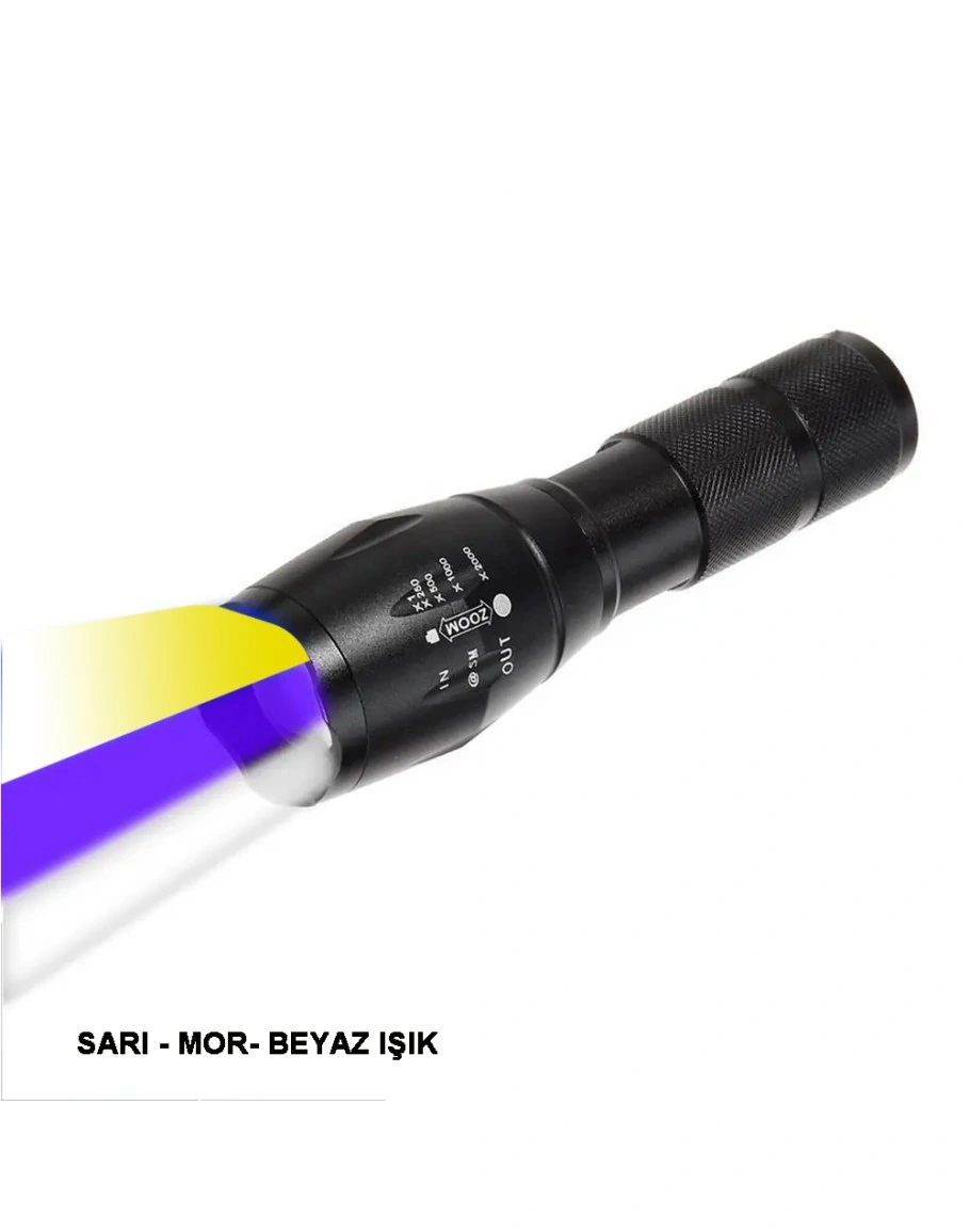 El Feneri Beyaz Sarı Ve Mor Renk Aydınlatma Q5 Led 5 El Feneri Beyaz Sarı Ve Mor Renk Aydınlatma Q5 Led - Görsel 5