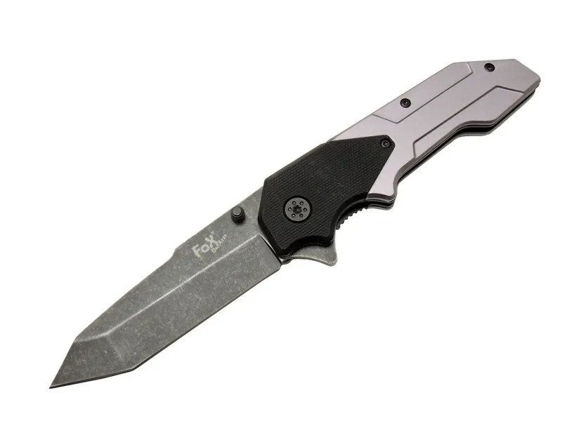 Fox A9 Gri Tanto Kamp Çakı 21cm- Yarı Otomatik, Kemerlikli 1 Fox A9 Gri Tanto Kamp Çakı 21cm- Yarı Otomatik, Kemerlikli