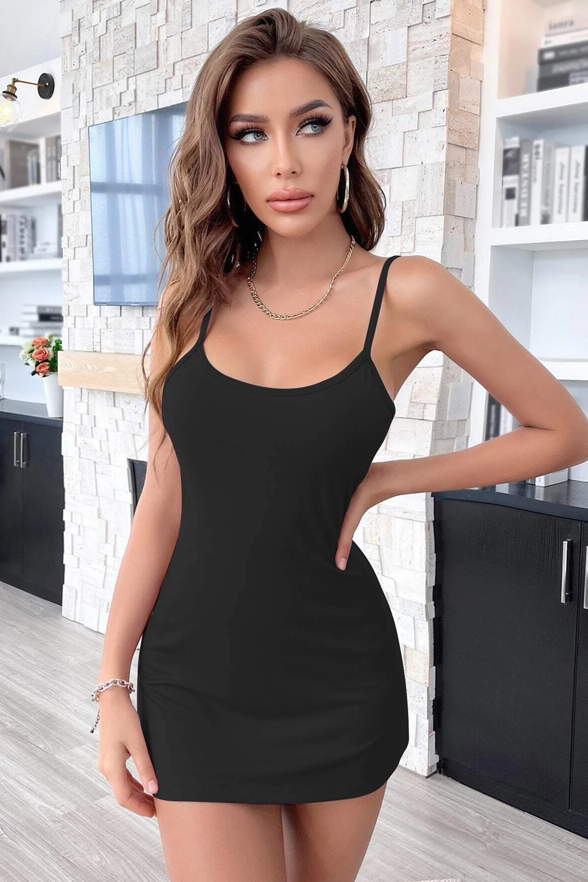 Kadın Siyah Sırt Kısmı Komple Dantelli Mini Gecelik H110476 4 Kadın Siyah Sırt Kısmı Komple Dantelli Mini Gecelik H110476 - Görsel 4