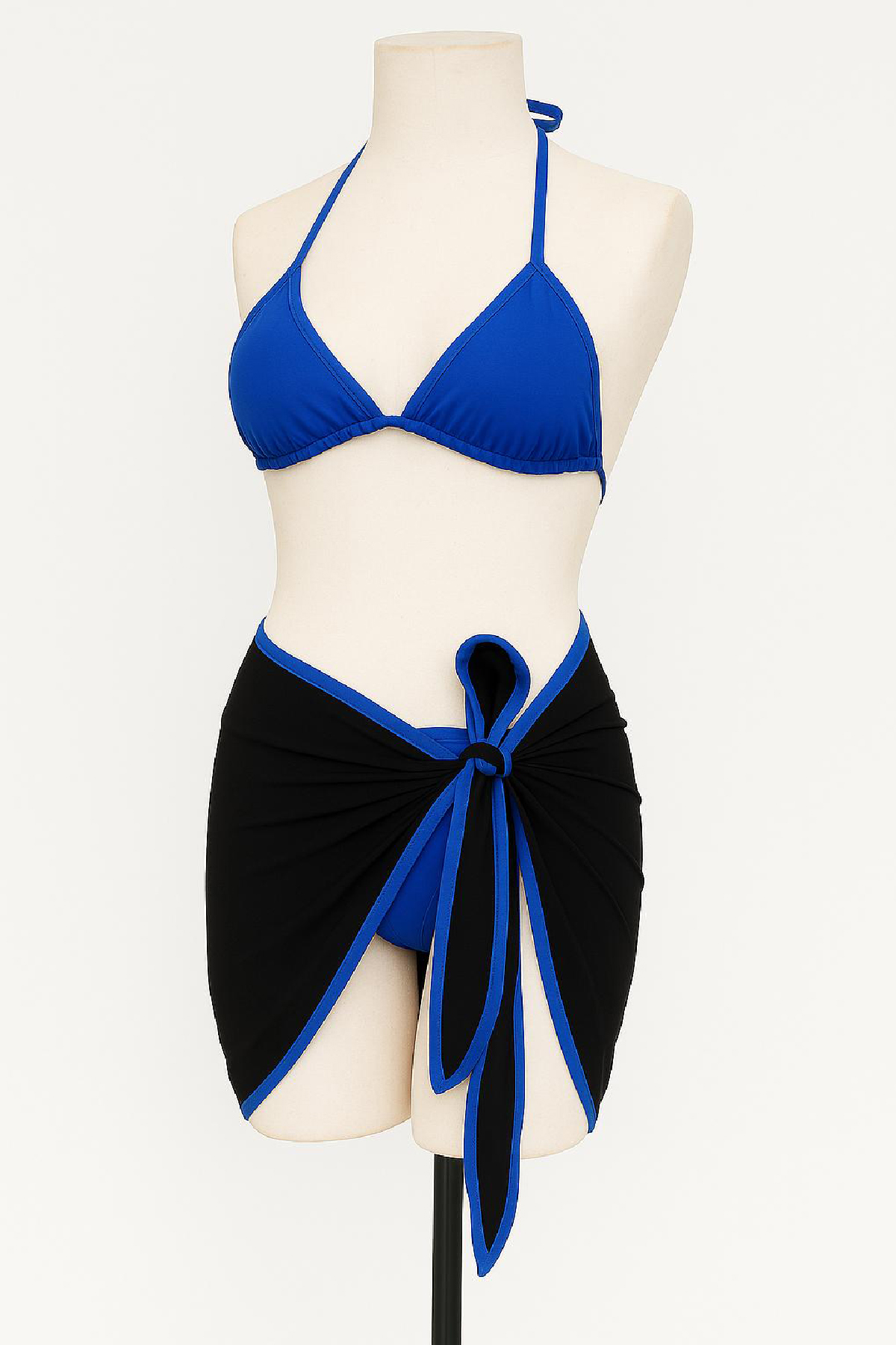 Kadın Mavi Pareolu Yandan ve Boyundan Bağlamalı 3'lü Bikini Takımı 2 Kadın Mavi Pareolu Yandan ve Boyundan Bağlamalı 3'lü Bikini Takımı - Görsel 2