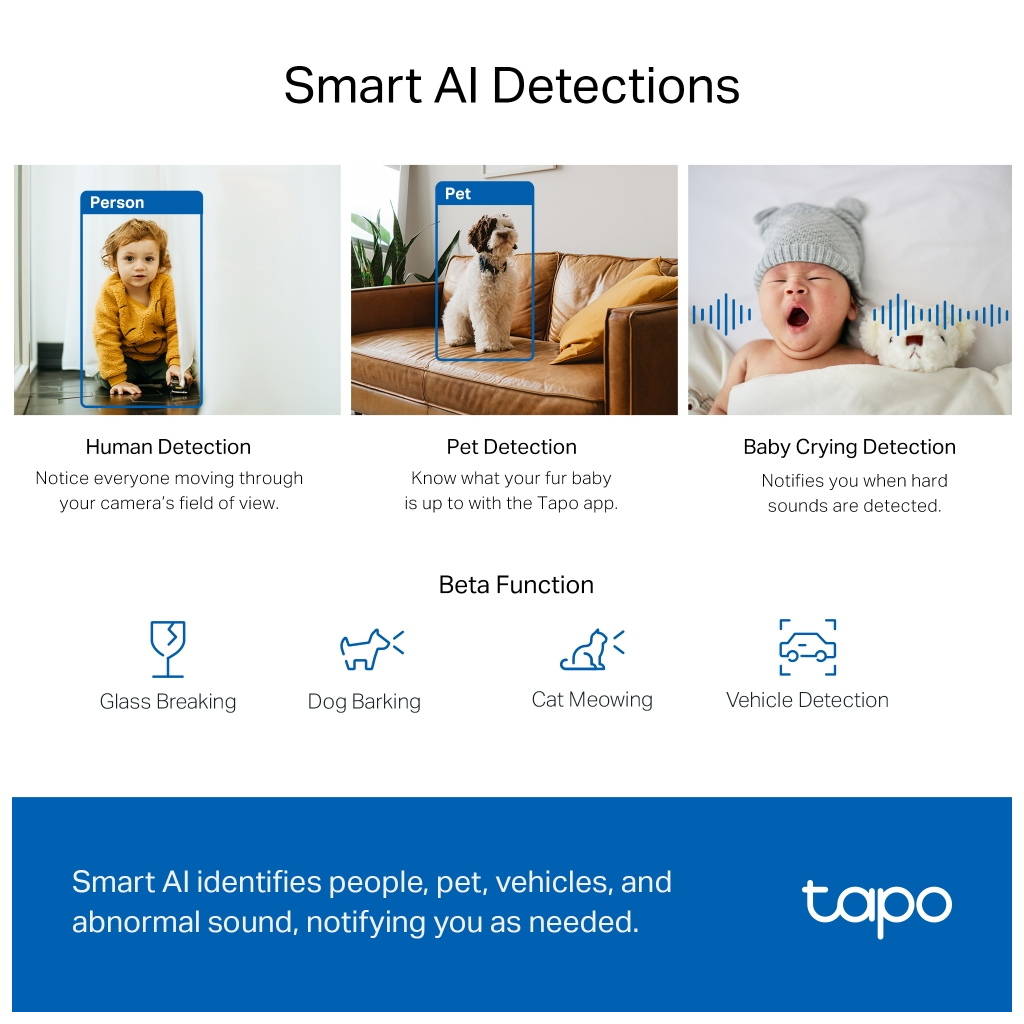 TP-LINK Tapo TC72 (C220), 2K QHD 4,0Mpix, İç Mekan WiFi, 9Mt. Gece Görüşü, 360 Dönüş, İki Yönlü Ses Güvenlik Yapay Zeka Destekli Kamera(1923) 5 TP-LINK Tapo TC72 (C220), 2K QHD 4,0Mpix, İç Mekan WiFi, 9Mt. Gece Görüşü, 360 Dönüş, İki Yönlü Ses Güvenlik Yapay Zeka Destekli Kamera(1923) - Görsel 5