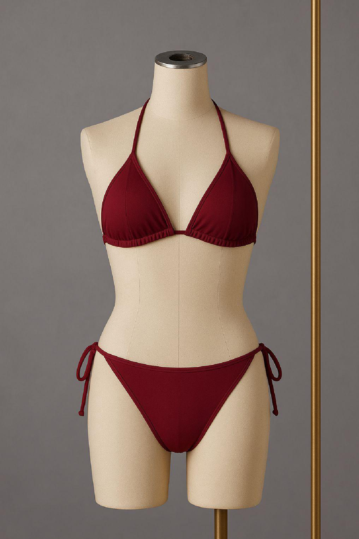 Kadın Bordo Yandan ve Boyundan Bağlamalı Bikini Mayo Takımı 2 Kadın Bordo Yandan ve Boyundan Bağlamalı Bikini Mayo Takımı - Görsel 2