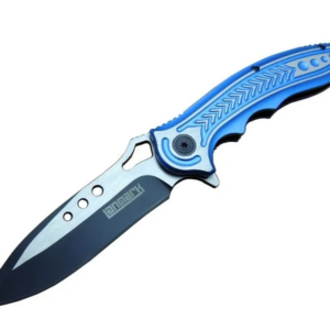 Lanmark T60b Kamp Çakı 20 Cm - Mavi Sap, Otomatik, Kemerlikli