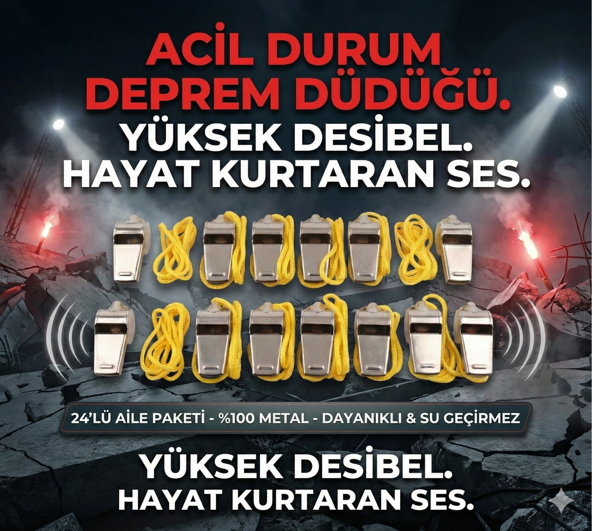 Metal Ipli Hakem Ve Deprem Düdüğü (24'lü) 5 Metal Ipli Hakem Ve Deprem Düdüğü (24'lü) - Görsel 5