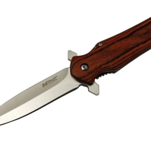 Mtech 4-11 Kahverengi Kamp Çakı 21cm- Yarı Otomatik, Kemerlikli, Ahşap Sap