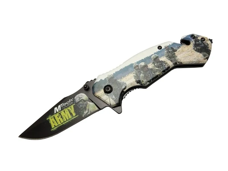 Mtech 4 23 3 Army Kurtarma / Kamp Çakı 20cm - Yarı Otomatik, Kemerlikli, Cam Kırma Ve İp Kesme Aparatlı 1 Mtech 4 23 3 Army Kurtarma / Kamp Çakı 20cm - Yarı Otomatik, Kemerlikli, Cam Kırma Ve İp Kesme Aparatlı