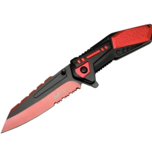 Mtech 4173 Kırmızı Kamp Çakı 21cm - Yarı Otomatik, Kemerlikli, Testere Detaylı