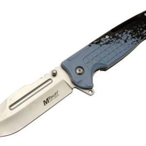 Mtech 4281 Mavi Kamp Çakı 21cm - Yarı Otomatik, Kemerlikli, Oluklu
