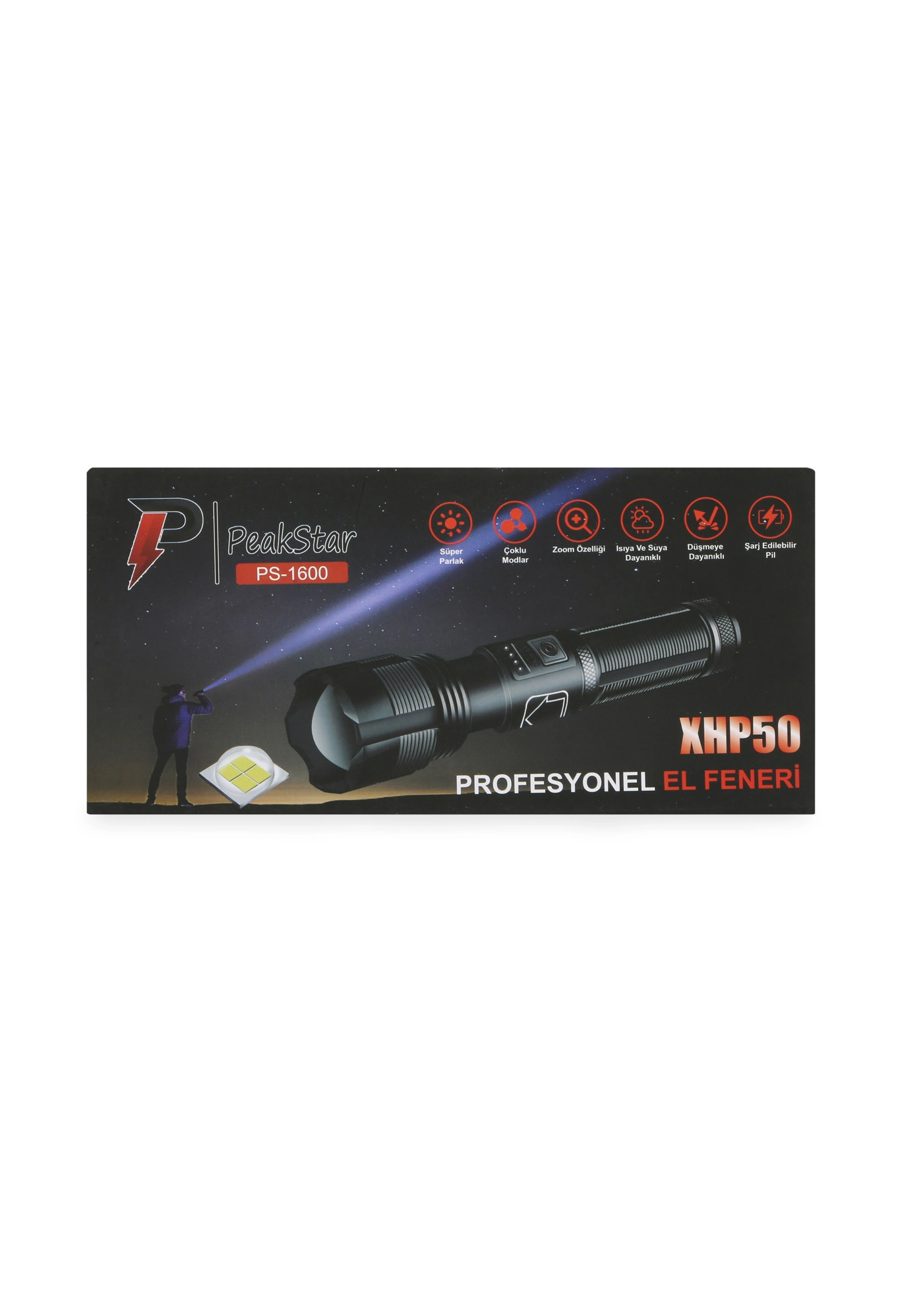 Peakstar Ps-1600 Süper Parlak Led Zoomlu 5 Mod Su Geçirmez Profesyonel Kamp Bekçi Avcı Feneri 2 Peakstar Ps-1600 Süper Parlak Led Zoomlu 5 Mod Su Geçirmez Profesyonel Kamp Bekçi Avcı Feneri - Görsel 2