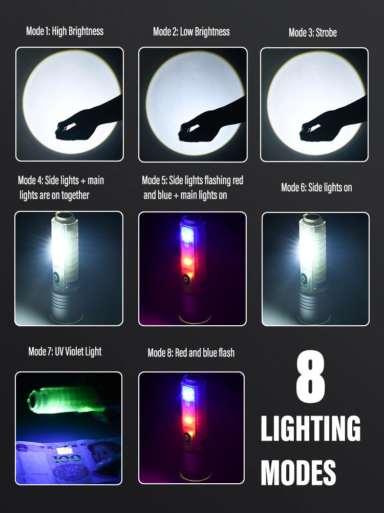 Profesyonel Tg Led Güçlü 8 Modlu Type-c 1000 Lümen Polis Çakarlı Şarjlı El Feneri 5 Profesyonel Tg Led Güçlü 8 Modlu Type-c 1000 Lümen Polis Çakarlı Şarjlı El Feneri - Görsel 5