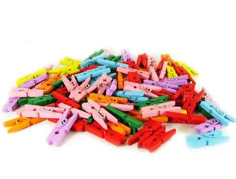 Renkli Mini Ahşap Mandal 1 Renkli Mini Ahşap Mandal