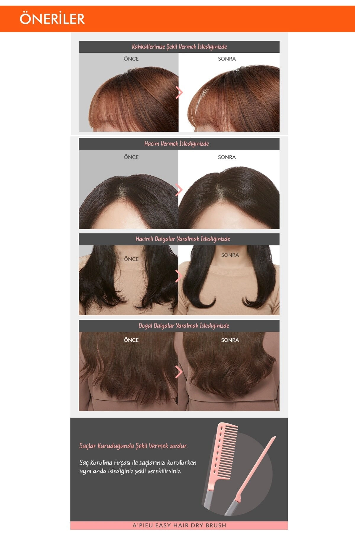 Saçlara Kolay Şekil Veren Saç Kurutma Fırçası Apıeu Easy Hair Dry Brush 4 Saçlara Kolay Şekil Veren Saç Kurutma Fırçası Apıeu Easy Hair Dry Brush - Görsel 4