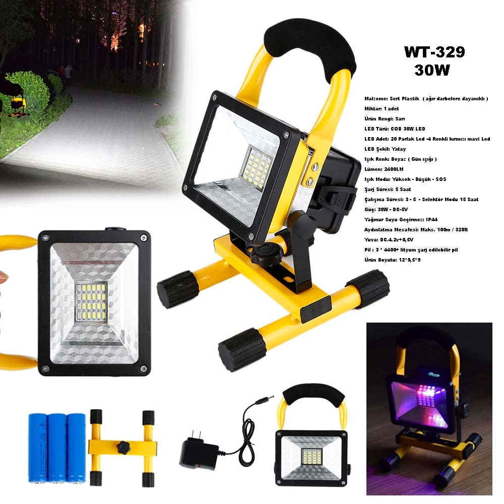 Şarjlı Spot Lamba Projektör Wt-329 1 Şarjlı Spot Lamba Projektör Wt-329