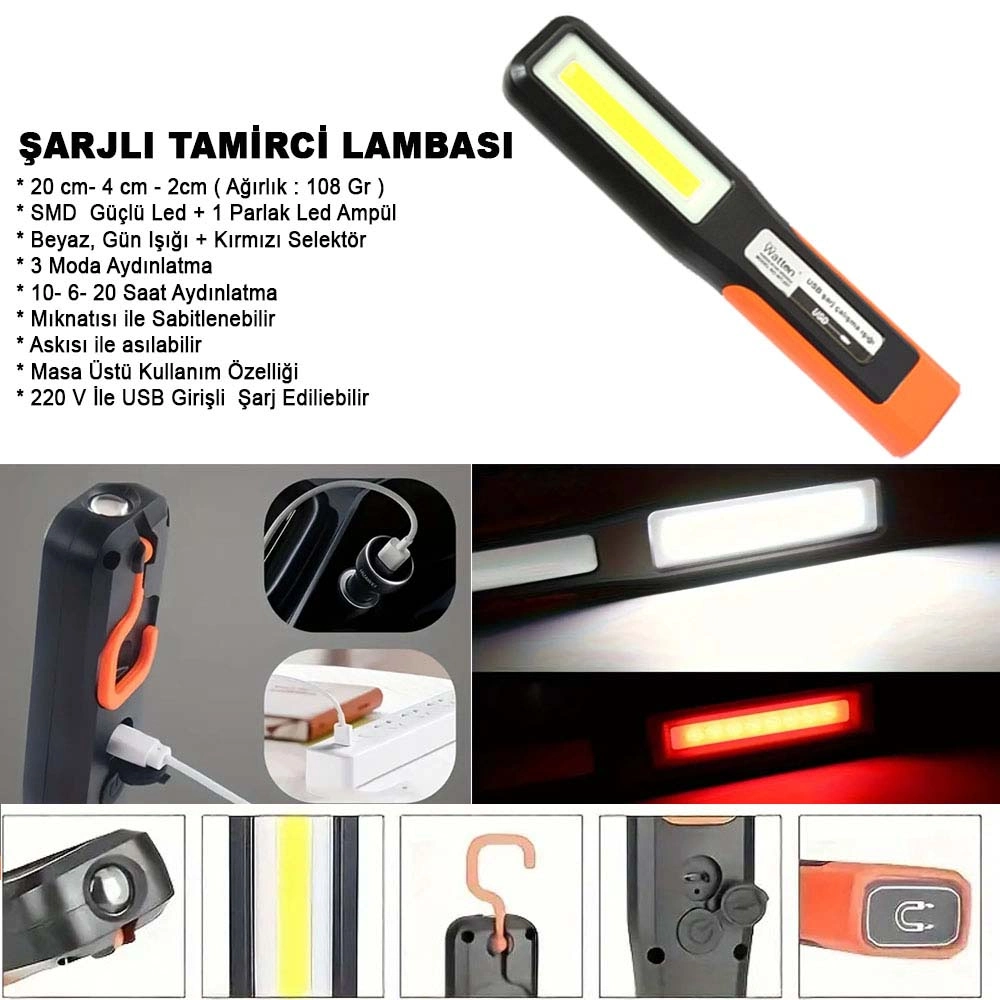 Şarjlı Tamirci Lambası Wt-297 1 Şarjlı Tamirci Lambası Wt-297