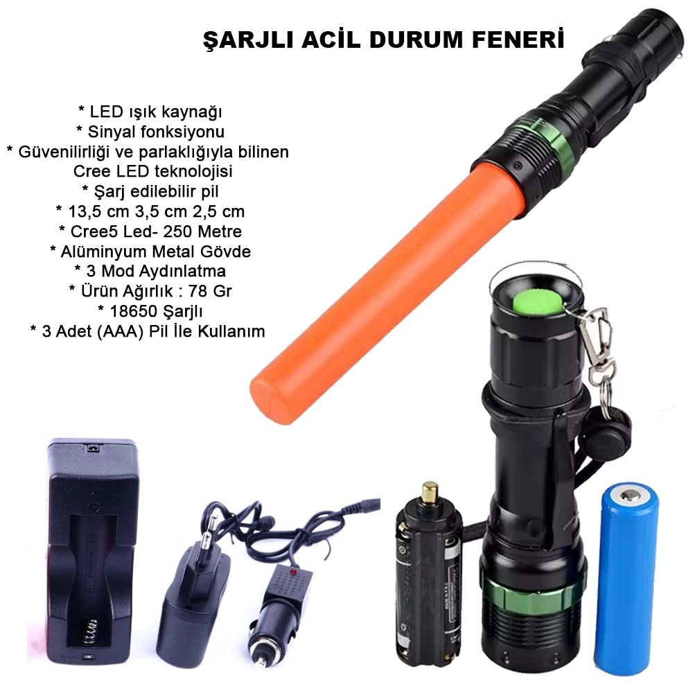 Sinyalli Acil Durum El Feneri Cree5 Wt-262 1 Sinyalli Acil Durum El Feneri Cree5 Wt-262
