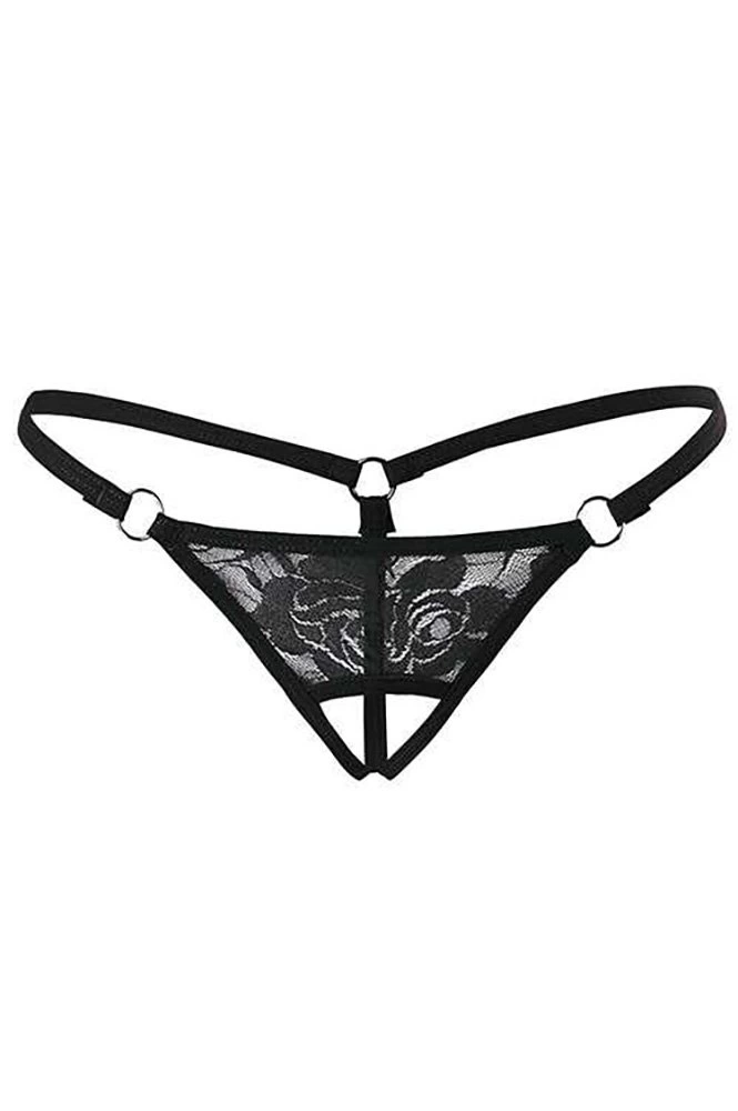 Siyah Dantelli Özel Bölgesi Açık G-String TM1167 1 Siyah Dantelli Özel Bölgesi Açık G-String TM1167