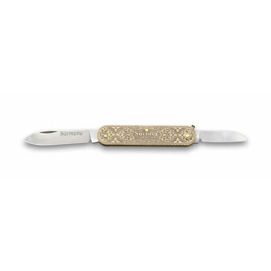 Sürbısa 61804 Pirinç İşlemeli Sürmene Çakısı 5,5 / 3,5 Cm - Çift Bıçaklı 1 Sürbısa 61804 Pirinç İşlemeli Sürmene Çakısı 5,5 / 3,5 Cm - Çift Bıçaklı