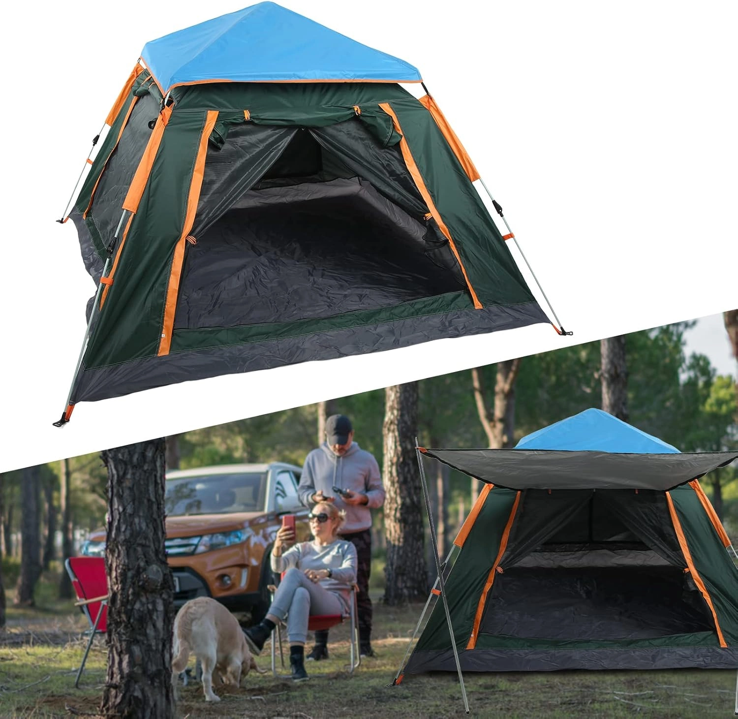 Tam Otomatik Su Ve Rüzgar Geçirmez Gölgelikli Tenteli 6 Kişilik Kamp Çadırı 240*240*155cm 5 Tam Otomatik Su Ve Rüzgar Geçirmez Gölgelikli Tenteli 6 Kişilik Kamp Çadırı 240*240*155cm - Görsel 5