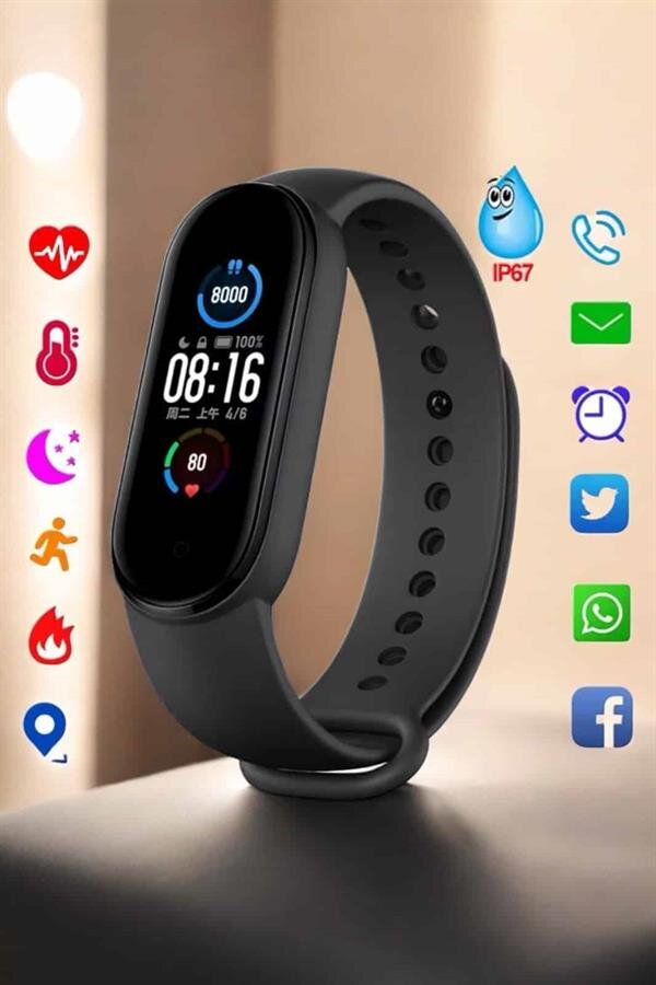 Akıllı Bileklik Fitness ve Sağlık İçin Akıllı Bileklik Adım Sayar, Kalp Atışı, Uyku İzleme 5 Akıllı Bileklik Fitness ve Sağlık İçin Akıllı Bileklik Adım Sayar, Kalp Atışı, Uyku İzleme - Görsel 5