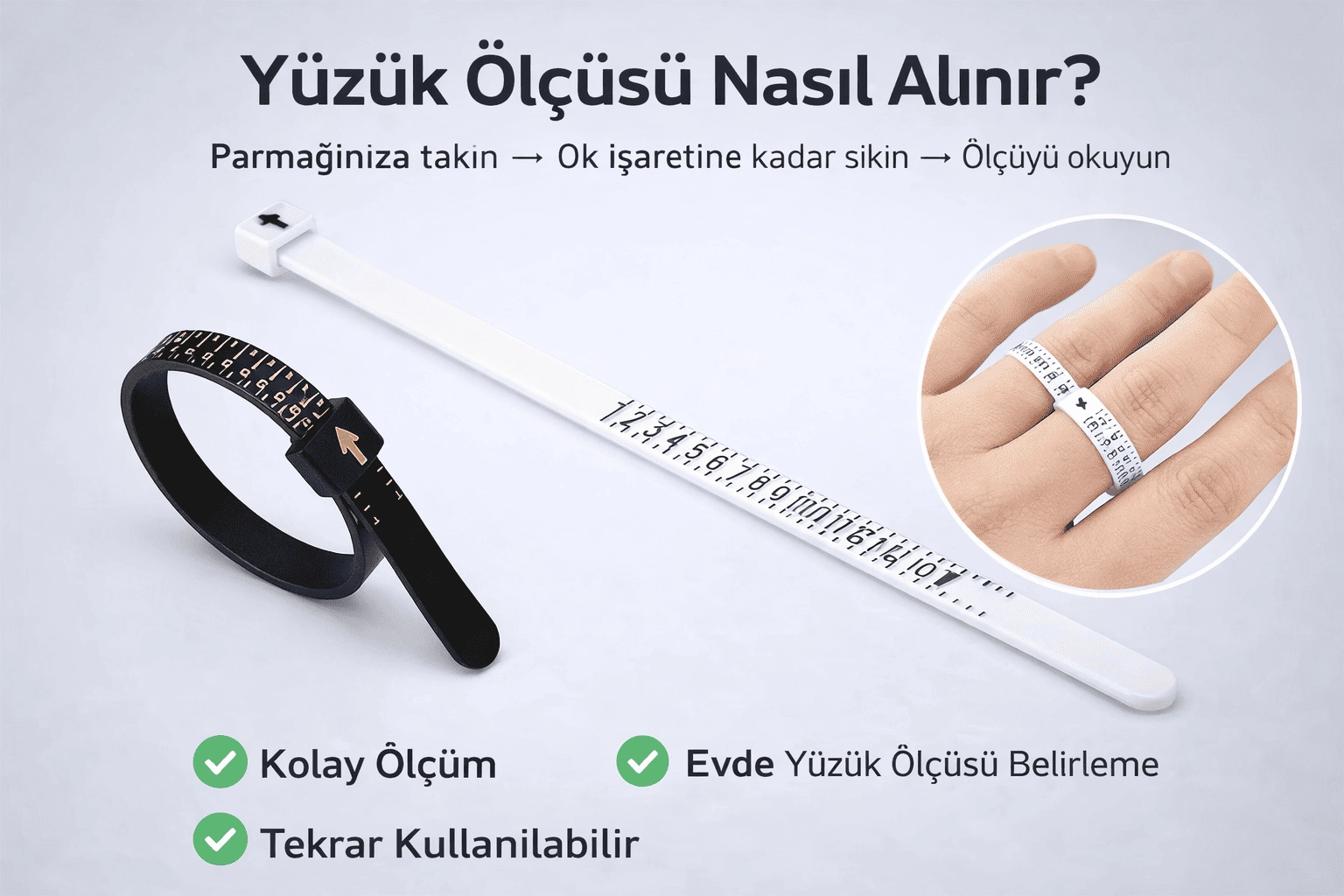 Yüzük Ölçüsü Alma Aleti Parmak Yüzük Ölçer Aparatı Ring Sizer Yüzük Ölçme Ölçü Seti - 2 adet 2 Yüzük Ölçüsü Alma Aleti Parmak Yüzük Ölçer Aparatı Ring Sizer Yüzük Ölçme Ölçü Seti - 2 adet - Görsel 2