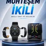 Dijital Göstergeli Bluetooth Kulaklık ve Bildirim Görebilen Akıllı Saat Alarm ve Titreşim