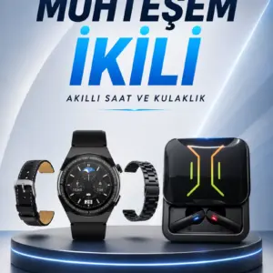 Dijital Göstergeli Bluetooth Kulaklık ve Bildirim Görebilen Akıllı Saat Alarm ve Titreşim