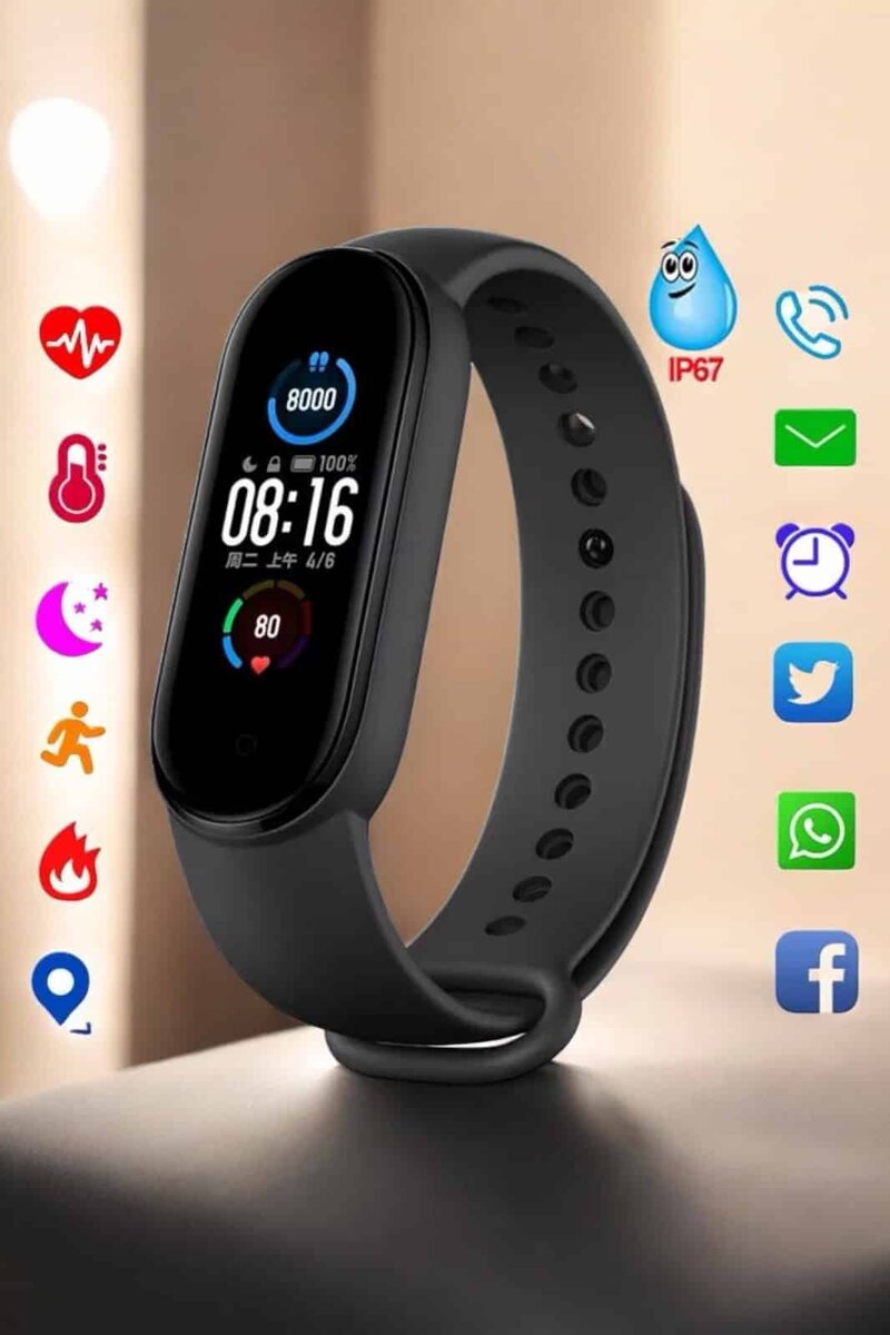 Akıllı Bileklik Fitness ve Sağlık İçin Akıllı Bileklik Adım Sayar, Kalp Atışı, Uyku İzleme 5 Akıllı Bileklik Fitness ve Sağlık İçin Akıllı Bileklik Adım Sayar, Kalp Atışı, Uyku İzleme - Görsel 5