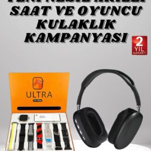 Kulak Üstü Kulaklık Pro9 ve Yeni Nesil Akıllı Saat Android ve İOS Uyumlu ANC Özelliği
