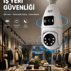 Wi-Fi Çift Lens Ampul Kamera Akıllı Ev Güvenliği