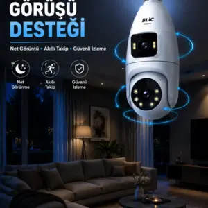Gece Görüşlü Çift Lens Wi-Fi Ampul Kamera Mobil Takip Destekli