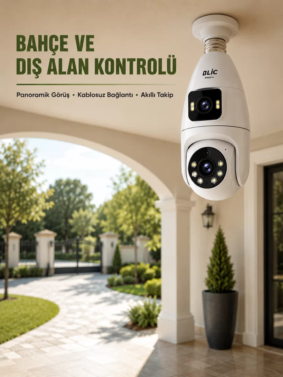 Wi-Fi Ampul Kamera Sistemi Gece Görüşlü Çift Lens 1 Wi-Fi Ampul Kamera Sistemi Gece Görüşlü Çift Lens