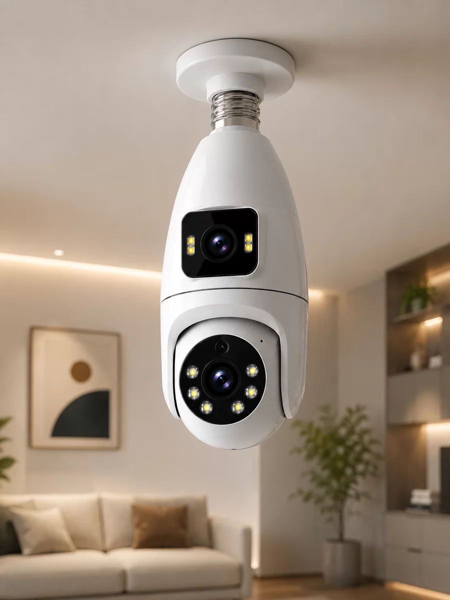 Wi-Fi Ampul Kamera Sistemi Gece Görüşlü Çift Lens 2 Wi-Fi Ampul Kamera Sistemi Gece Görüşlü Çift Lens - Görsel 2