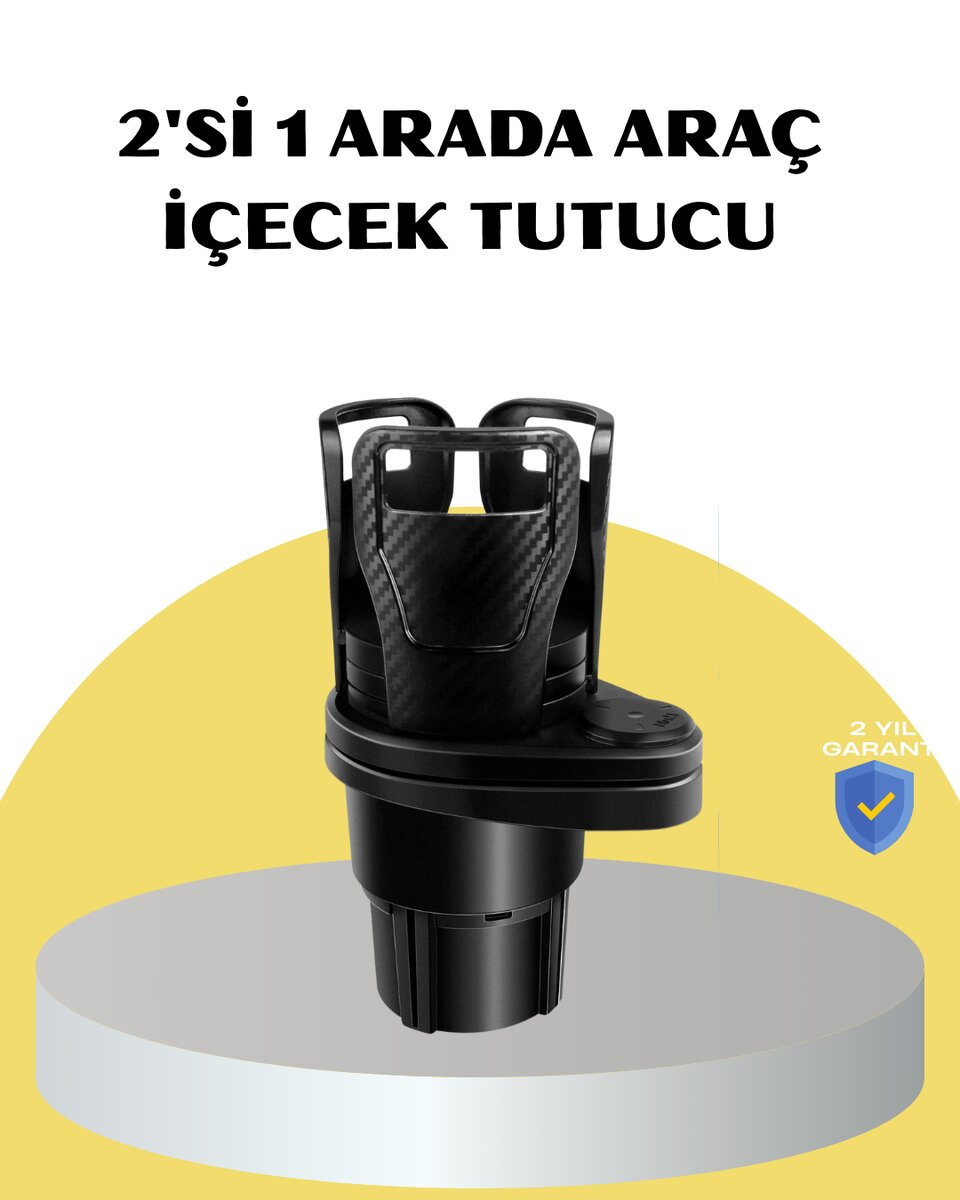 Araç İkili Bardak Tutucu Ayarlanabilir Genişlik 360° Döner Sistem 1 Araç İkili Bardak Tutucu Ayarlanabilir Genişlik 360° Döner Sistem