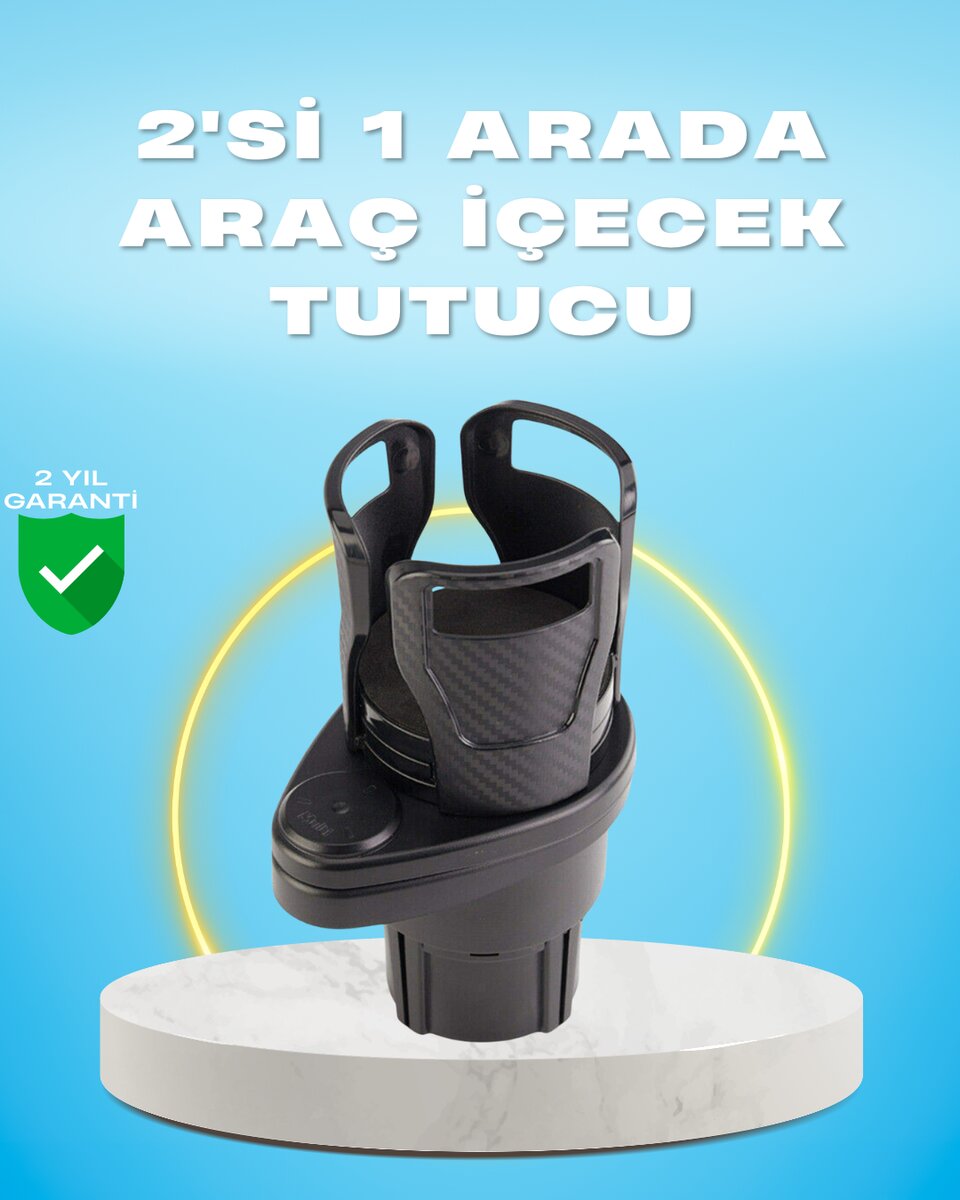 Çiftli Araba Bardak Tutucu Karbon Fiber Görünümlü 360° Ayarlı 1 Çiftli Araba Bardak Tutucu Karbon Fiber Görünümlü 360° Ayarlı