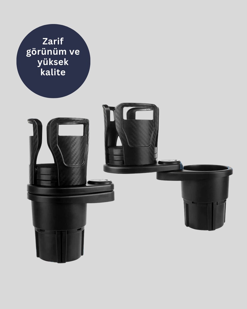 Çiftli Araba Bardak Tutucu Karbon Fiber Görünümlü 360° Ayarlı 4 Çiftli Araba Bardak Tutucu Karbon Fiber Görünümlü 360° Ayarlı - Görsel 4