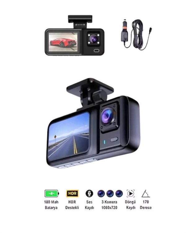 Tam Kapsamlı Araç Güvenliği: 3 Kameralı Full HD Kayıt Sistemi ile Ön, İç ve Arka Görüş 5 Tam Kapsamlı Araç Güvenliği: 3 Kameralı Full HD Kayıt Sistemi ile Ön, İç ve Arka Görüş - Görsel 5
