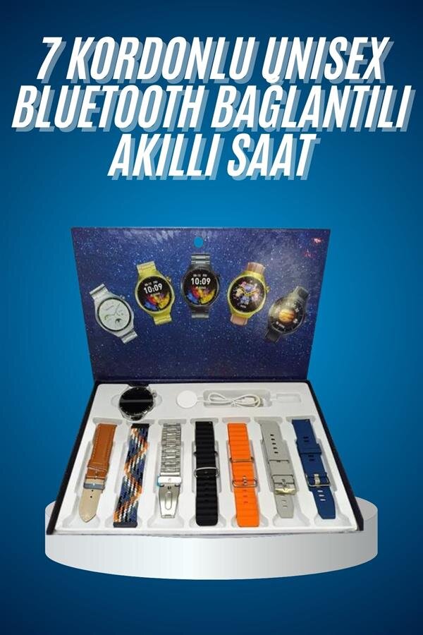 Unısex Yuvarlak Ekranlı 7 Kordonlu Akıllı Saat GPS Destekli Çoklu Kordon Seçeneği 2 Unısex Yuvarlak Ekranlı 7 Kordonlu Akıllı Saat GPS Destekli Çoklu Kordon Seçeneği - Görsel 2