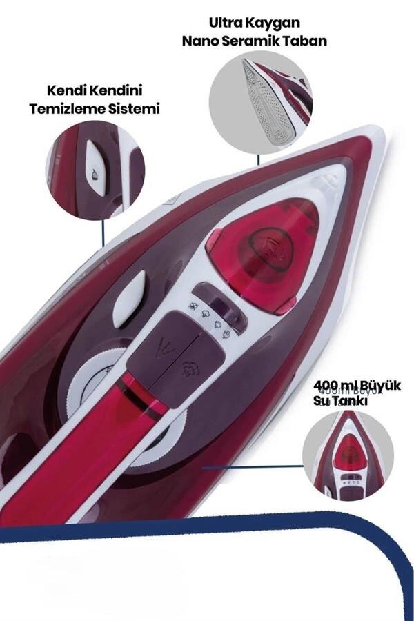 Buharlı Ütü 2200 Watt Seramik Tabanlı Taşınabilir Kablolu Ütü 5 Buharlı Ütü 2200 Watt Seramik Tabanlı Taşınabilir Kablolu Ütü - Görsel 5