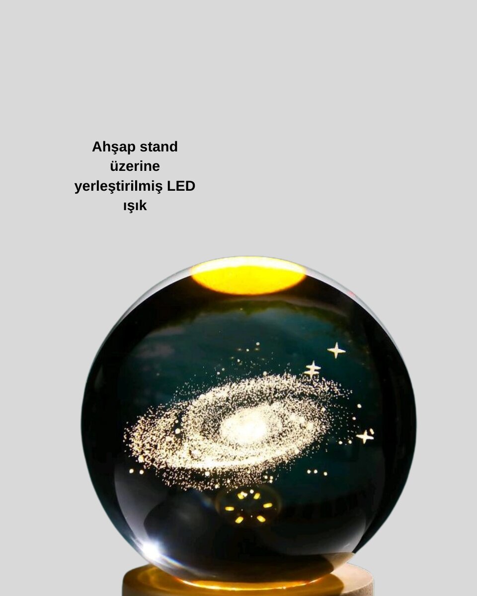 Samanyolu Desenli Kristal Küre Ahşap Standlı Gün Işığı LED Masa Lambası 5 Samanyolu Desenli Kristal Küre Ahşap Standlı Gün Işığı LED Masa Lambası - Görsel 5