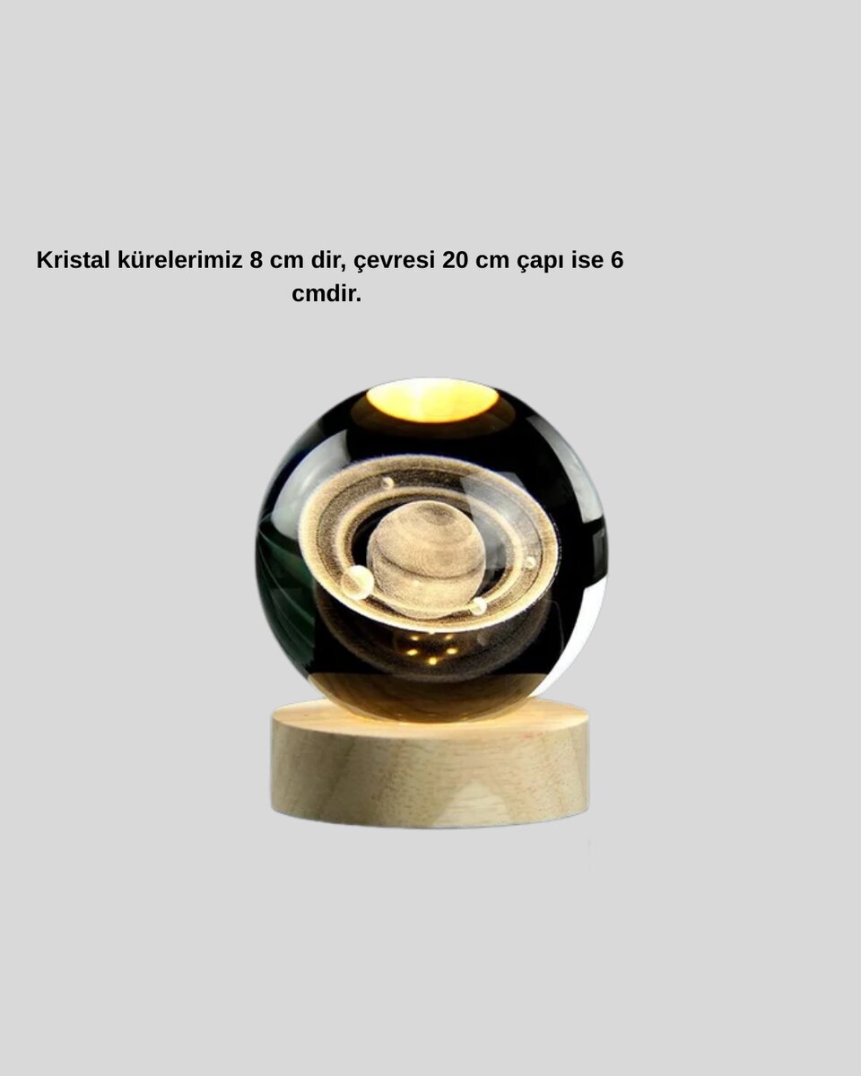 Satürn Gezegenli Kristal Küre LED Lamba USB’li Ahşap Standlı 5 Satürn Gezegenli Kristal Küre LED Lamba USB’li Ahşap Standlı - Görsel 5