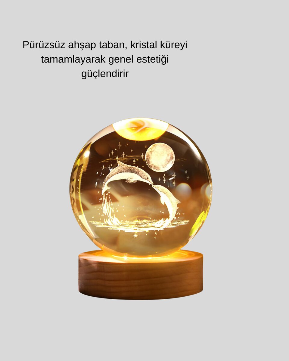LED Işıklı Yunus Küre Ahşap Standlı Modern Dekoratif Aksesuar 5 LED Işıklı Yunus Küre Ahşap Standlı Modern Dekoratif Aksesuar - Görsel 5